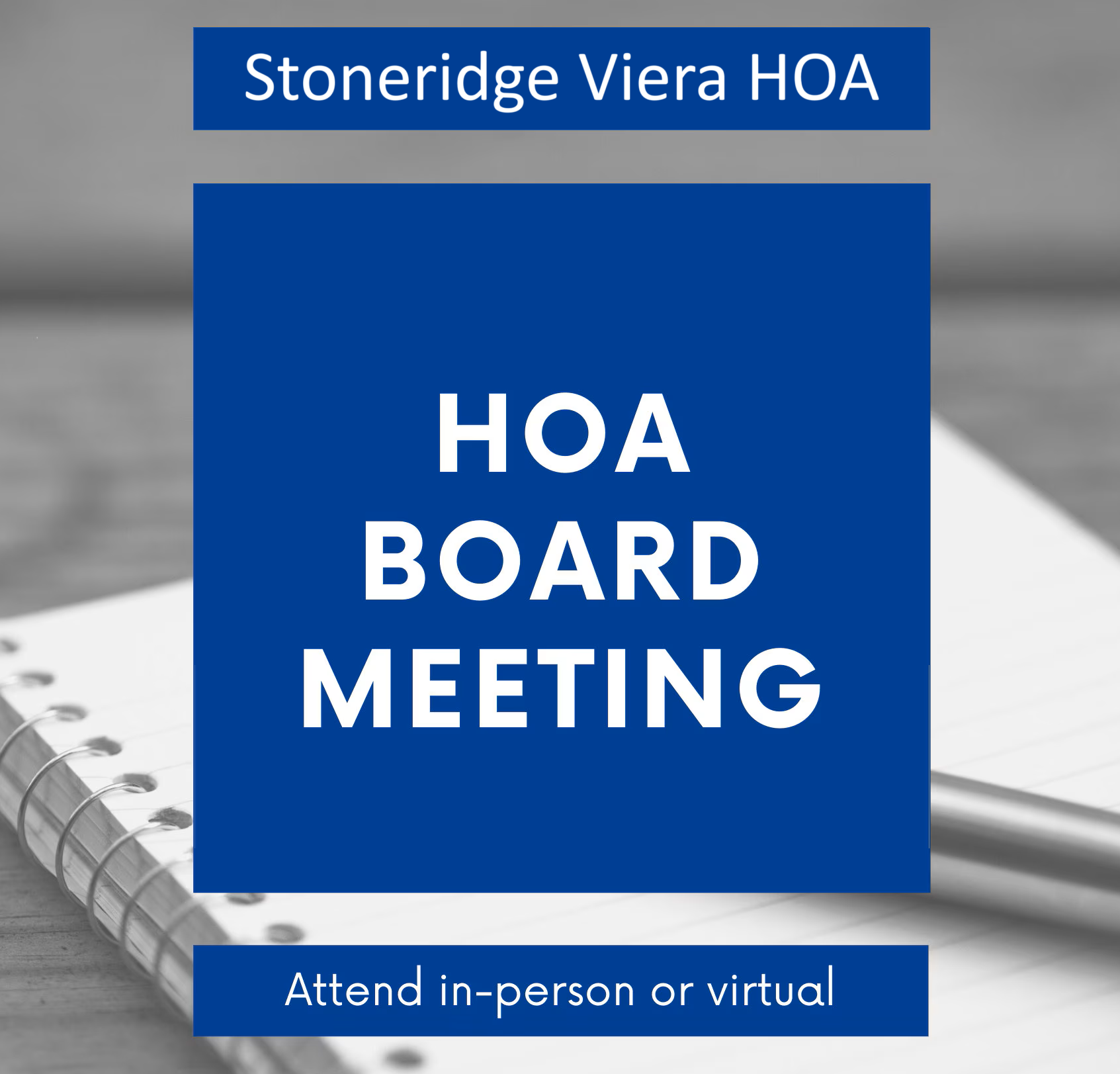 Stoneridge Viera HOA Board of Directors Monthly Meeting